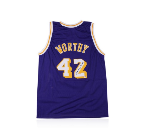 PSA Certified James Worthy Autographed Basketball Jersey