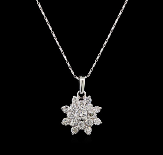 14KT White Gold 1.41 ctw Diamond Pendant With Chain