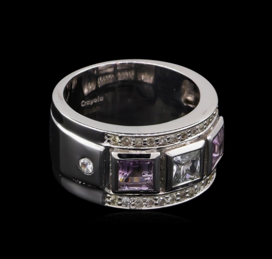 0.54 ctw Amethyst and White Sapphire Ring - .925 Silver