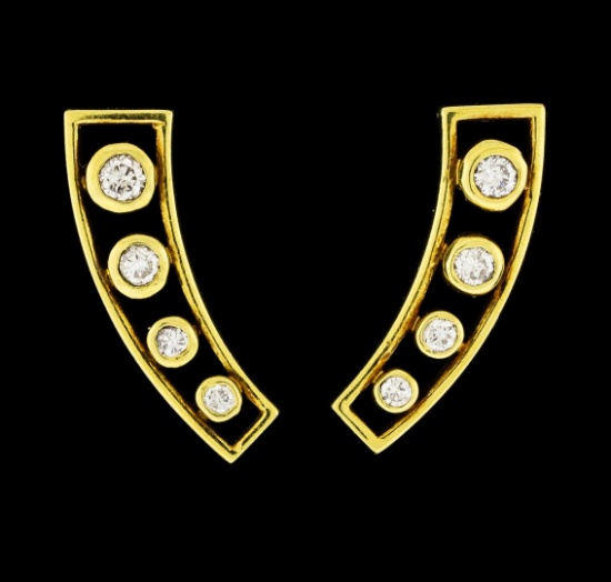 0.42 ctw Diamond Earrings - 18KT Yellow Gold