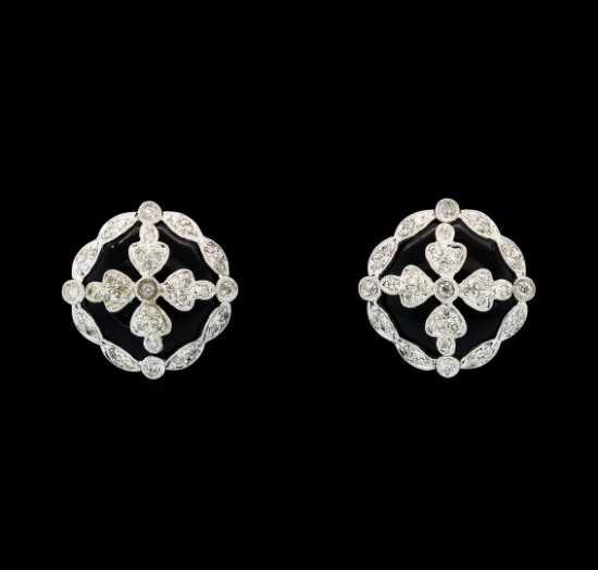 0.47 ctw Diamond Earrings - 14KT White Gold