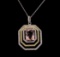 1.95 ctw Morganite and Diamond Pendant With Chain - 14KT White Gold