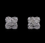 1.68 ctw Diamond Earrings - 14KT White Gold