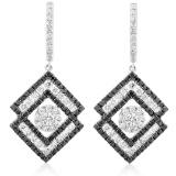 18k White Gold 2.25CTW Diamond and Black Diamonds Earrings, (VS1-VS2/G)