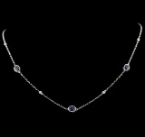2.50 ctw Sapphire and Diamond Necklace - 18KT White Gold