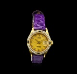 Rolex 18KT Gold Diamond and Sapphire DateJust Ladies Watch