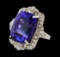 31.60 ctw Tanzanite and Diamond Ring - 14KT White Gold