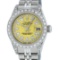 Rolex Ladies Stainless Steel Quickset Yellow Diamond Lugs Jubilee Datejust Wrist