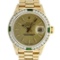 Rolex Ladies 18K Yellow Gold Emerald And Champagne Index President Wristwatch Wi