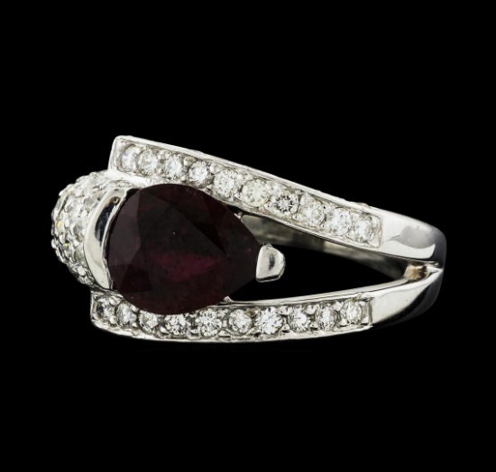 1.56 ctw Ruby and Diamond Ring - 18KT White Gold