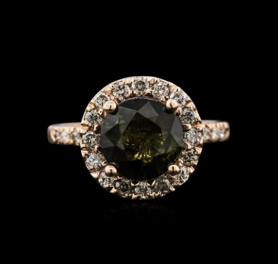 3.20 ctw Tourmaline and Diamond Ring - 14KT Rose Gold