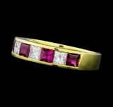 0.80 ctw Ruby and Diamond Ring - 18KT Yellow Gold