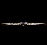 1.77 ctw Sapphire and Diamond Brooch - 14KT Yellow and White Gold