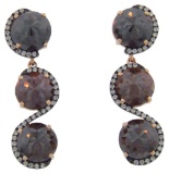 14k Rose Gold 9.29CTW Diamond and Rough Diamond Earrings, (SI3/G)