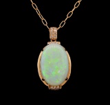 14KT Rose Gold 12.92 ctw Opal and Diamond Pendant With Chain