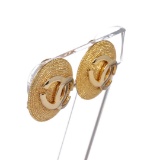 Chanel Gold CC Disc Clip On Earrings