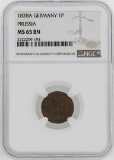 1828-A Germany-Prussia Friedrich Wilhelm II Pfenning NGC MS65BN