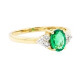 1.08 ctw Emerald And Diamond Ring - 14KT Yellow Gold