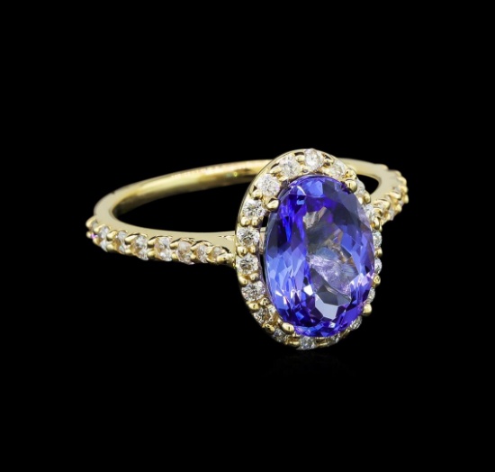 2.86 ctw Tanzanite and Diamond Ring - 14KT Yellow Gold