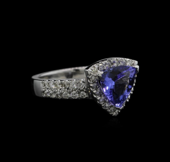 1.96 ctw Tanzanite and Diamond Ring - 14KT White Gold