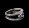 0.74 ctw Tanzanite and Diamond Ring - 14KT White Gold