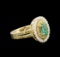 0.88 ctw Emerald and Diamond Ring - 14KT Yellow Gold