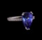 4.05 ctw Tanzanite and Diamond Ring - 14KT White Gold