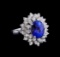 4.01 ctw Tanzanite and Diamond Ring - 14KT White Gold