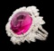 13.90 ctw Rubellite and Diamond Ring - 18KT White Gold