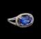 14KT White Gold 4.14 ctw Tanzanite and Diamond Ring