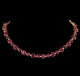 14KT Yellow Gold 44.89 ctw Ruby and Diamond Necklace