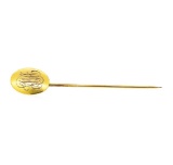 Script Stick Pin - 10KT Yellow Gold and Yellow Gold Plated