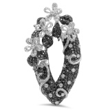 18k White Gold 4.26CTW Diamond and Blue Diamonds Pendant, (SI1/G)