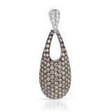 18k White Gold 1.84CTW Brown Diamonds and Diamond Pendant, (SI2-SI3/G/C2-C3)