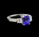 14KT White Gold 1.28 ctw Tanzanite and Diamond Ring