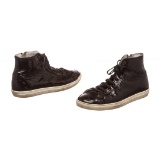 Burberry Black Patent Leather High Top Lace Front Sneakers 36