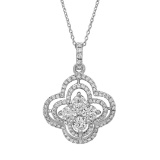 18k White Gold 0.93CTW Diamond Pendant, (SI1/G-H)