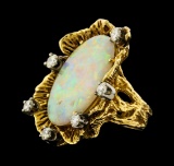 8.75 ctw Opal and Diamond Ring - 14KT Yellow Gold