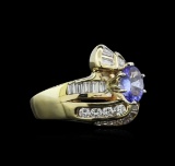 0.80 ctw Tanzanite and Diamond Ring - 14KT Yellow Gold