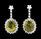 7.82 ctw Tourmaline and Diamond Earrings - 14KT White Gold