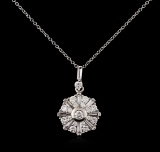 14KT White Gold 1.00 ctw Diamond Pendant With Chain