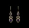2.61 ctw Amethyst and Diamond Earrings - 18KT Yellow Gold