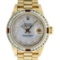 Rolex Ladies 18K Yellow Gold MOP Diamond & Ruby President Wristwatch With Rolex