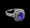 2.05 ctw Tanzanite and Diamond Ring - 14KT White Gold