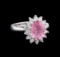 2.40 ctw Pink Topaz and Diamond Ring - 14KT White Gold