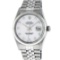 Rolex Mens Stainless Mother Of Pearl Diamond 36MM Datejust Wristwatch