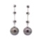 0.15 ctw Diamond and Tahitian Pearl Dangle Earrings - 14KT White Gold