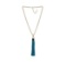 Leather Tassel Square Pendant Chain Necklace - Gold Plated