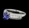 1.04 ctw Blue Sapphire And Diamond Ring - 18KT White Gold