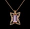 31.25 ctw Kunzite and Diamond Pendant With Chain - 14KT Rose Gold